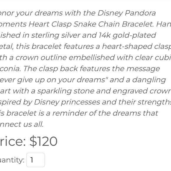 Retired Disney Pandora Moments Heart Clasp Snake Chain Bracelet - Picture 4 of 4